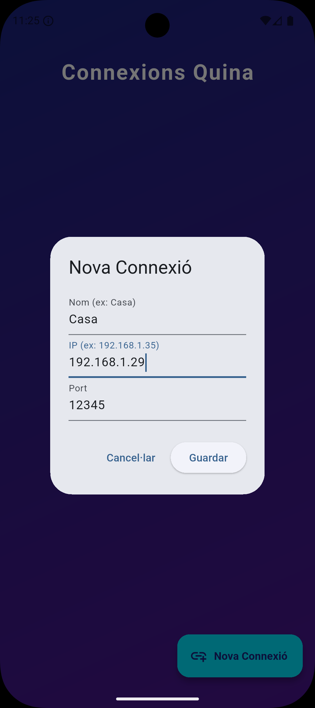 Pantalla de Connexió al Mòbil